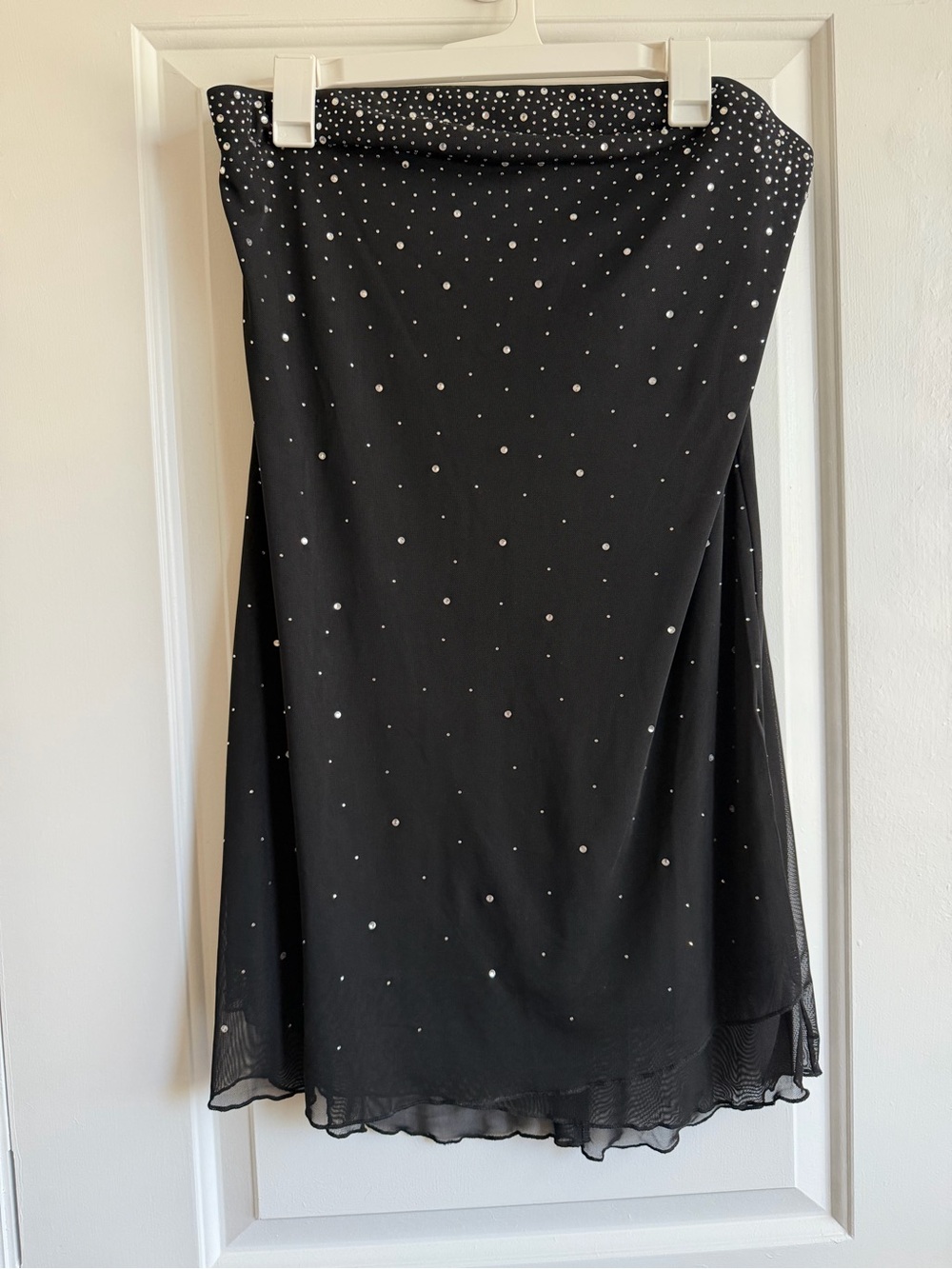 Black Rhinestone Embellished Mini Skirt